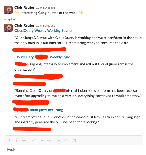 Slack message